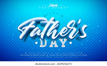 Father's Day 3D Text Effect Design Editable and Scalable Vector Graphic Style Effect with Shadow and Typography Lettering on Blue Background. Premium Father Day Illustration Mockup Template