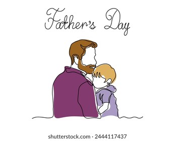 Fathers Day. Abstract family,dad and child. continuous single line art hand drawing sketch
