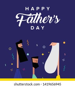 Father's Day Ad Template. Vector illustration of Father, Grand Father and Child. June 16 Greetings idea