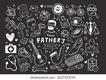 Fathers day Art Illustration doodle set