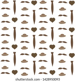 father's day background - from brown hats and ties. vector doodle illustration