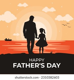 Father's day background with daughter silhouette
