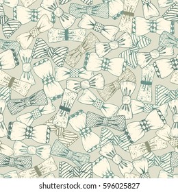 Father's Day background. Hand drawn Bow Ties Vector Seamless pattern. Men's Accessories.