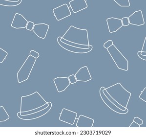 Father's day background with hat, tie and glasses icon pattern, template for banner, greeting card, web, social media, gift wrapping.