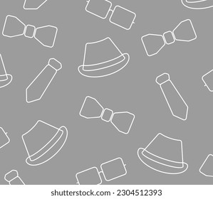 Father's day background with hat, tie and glasses icon pattern, template for banner, greeting card, web, social media, gift wrapping.