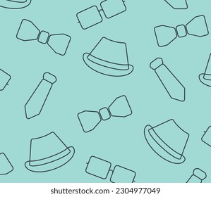 Father's day background with hat, tie and glasses icon pattern, template for banner, greeting card, web, social media, gift wrapping.