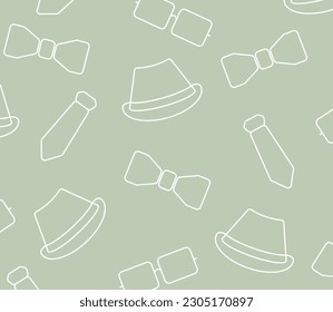 Father's day background with hat, tie and glasses icon pattern, template for banner, greeting card, web, social media, gift wrapping.