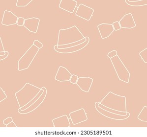 Father's day background with hat, tie and glasses icon pattern, template for banner, greeting card, web, social media, gift wrapping.