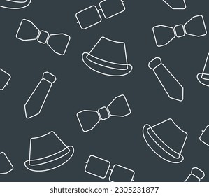 Father's day background with hat, tie and glasses icon pattern, template for banner, greeting card, web, social media, gift wrapping.