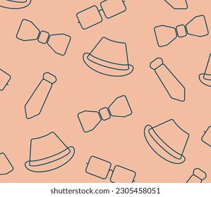 Father's day background with hat, tie and glasses icon pattern, template for banner, greeting card, web, social media, gift wrapping.