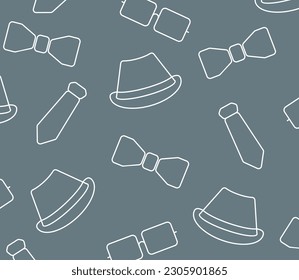 Father's day background with hat, tie and glasses icon pattern, template for banner, greeting card, web, social media, gift wrapping.