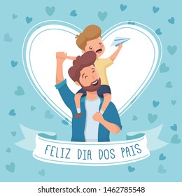 Father's day background with illustration and lettering. Translation:
happy Fathers Day
