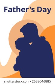 Father's Day background illustration simple flat vector silhouette image of father and son hugging