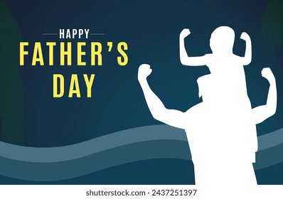 Fathers day background with silhouette of father and son