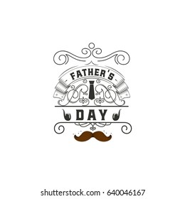 Father's Day badge design . Sticker, stamp, logo - handmade. With the use of typography elements, calligraphy and lettering