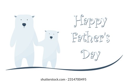 Father's day banner. A bear with his father