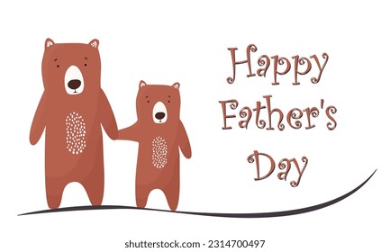 Father's day banner. A bear with his father