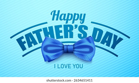Father's Day banner with bow tie and calligraphic lettering. Vector illustration for background, poster, template, sale, promo, discount, website social media, flyer, brochure.