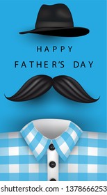 FATHER'S DAY BANNER WITH FATHERS CLOTHES OBJECTS  AND MOUSTACHE