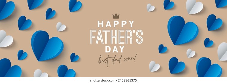 Father's Day banner design in modern paper cut style. Vector illustration for cover, poster, banner, flyer and social media.