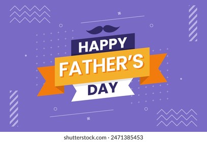 fathers day banner design template with purple background and geometric elements