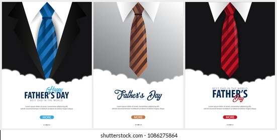 Father's Day banner, greeting card with necktie. Vector Illustration