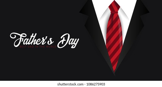 Father's Day banner, greeting card with necktie. Vector Illustration