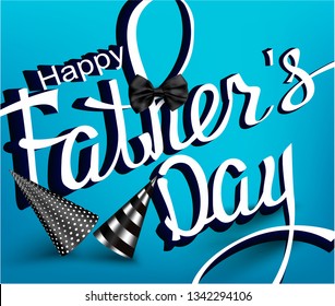 Father's Day banner with hand drawn letters and party hats. Vector illustration.