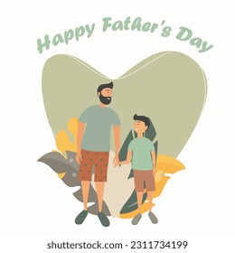 Father's day banner. Happy father with child