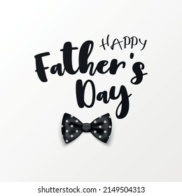 Fathers Day Banner, June 19th. Vector Background. Banner with Black Polka Dot Realistic Bow Tie, Lettering, Typography. Silk Glossy Bowtie, Tie Gentleman. Fathers Day Holiday Concept