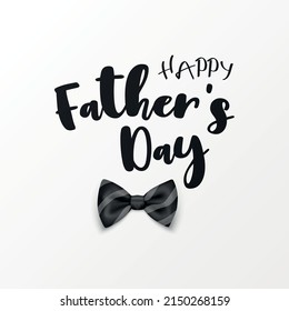 Fathers Day Banner, June 19th. Vector Background. Banner with Black Striped Realistic Bow Tie, Lettering, Typography. Silk Glossy Bowtie, Tie Gentleman. Fathers Day Holiday Concept