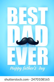 Father's Day banner with mustache and calligraphic lettering. Vector illustration for background, poster, template, sale, promo, discount, website social media, flyer, brochure.