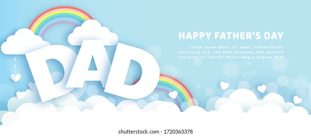 Father's day banner in paper cut style. 