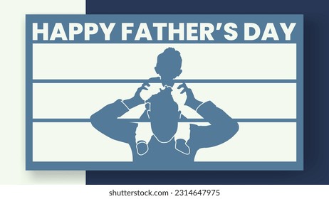 Fathers Day Banner and Poster silhouette of a father holding his child classic color, Dad Greeting card with typography good for social media and print