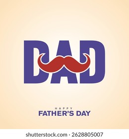 Father's Day banner template with mustache, happy father's day vector post design, happy father's day
