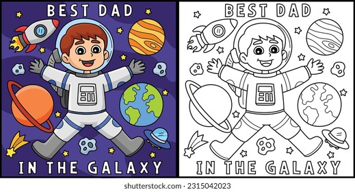 Fathers Day Best Dad in the Galaxy Illustration