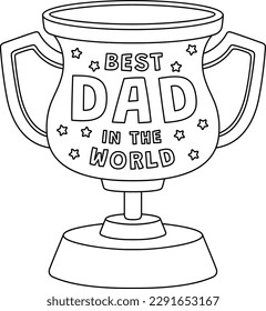 Fathers Day Best Dad Trophy Isolated Coloring Page