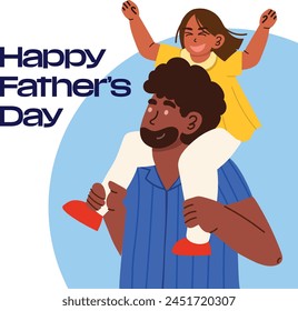 Father's Day Black Family Cheerful daughter in the arms of daddy