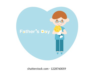 Father's Day: a bouquet held by father
