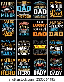 Father's day bundle t shirt design, father's day typography t shirt bundle design, father's day quotes, SVG, vintage, creative, awesome, dad cut files, Father's day quotes t shirt designs bundle,