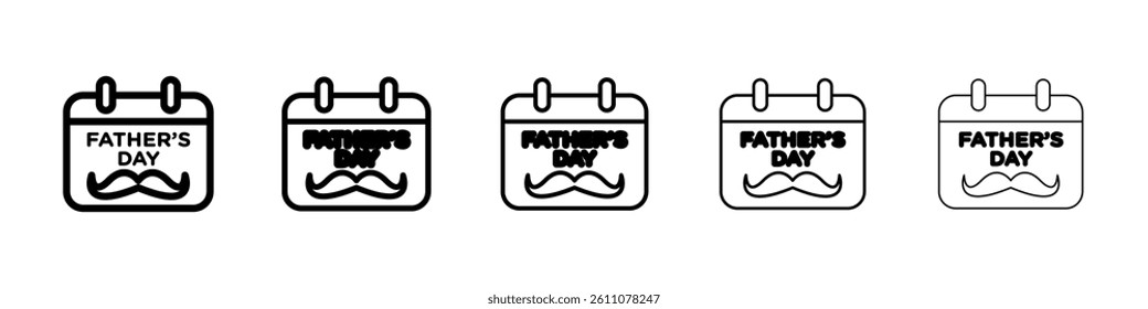 Fathers day calendar icon Symbol mark in Outline style