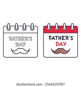 Father's Day Calendar Icons in Simple Style