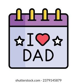 Diseño vectorial del calendario del Día del Padre aislado en fondo blanco