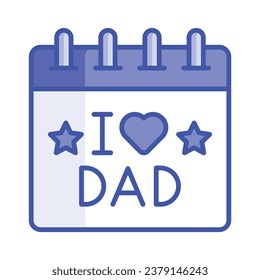 Fathers Day calendar vector design isolated on white background