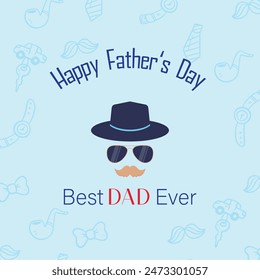 Fathers day calligraphy hat glasses design
