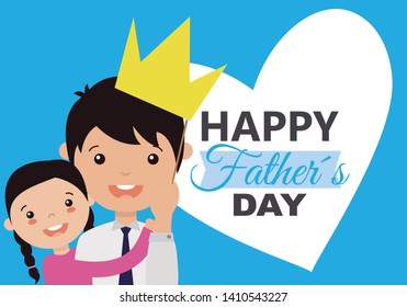 Father's day card. aughter and father. space for text