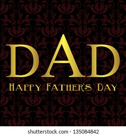 Father's Day card, black  and red damask. Vector eps10, illustration.