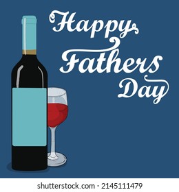 Fathers day card. Bottle of wine. Vector illustration