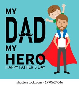 Father's day card. Boy with his father