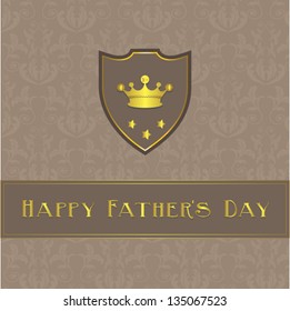 Father's Day card,  brown and beige damask.Vector eps10,illustration.